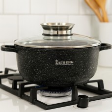 Каструля алюмінієва мармур 3,2л з кришкою Zauberg 0322-BL індукц.