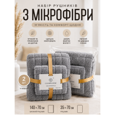 Набір рушників з мікрофібри 70*140 + 35*70 см Нью-йорк сірі